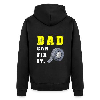 Lustiger Vatertag Vater kann es Handy DIY Duct Ta reparieren - Unisex Premium Bio Zip Hoodie - Schwarz - Hinten - Nico (187cm)