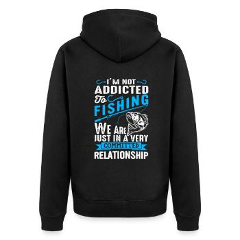 Angelsüchtig - Fischtee für Fischer - Unisex Premium Bio Zip Hoodie - Schwarz - Hinten - Nico (187cm)