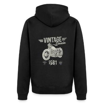 Vintage, né en 1981, 41e anniversaire, Classic Retro M - Veste à capuche bio Premium Unisexe - noir - Dos - Nico (187cm)