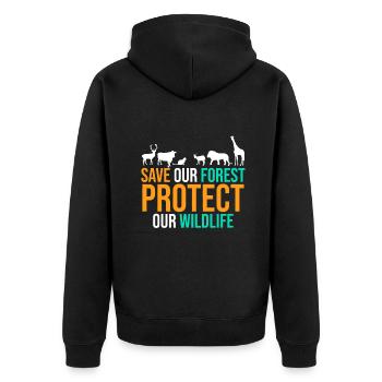 Save Our Forest Protect Our Wildlife Animal Enviro - Unisex Premium Organic Zip Hoodie - black - Back - Nico (187cm)