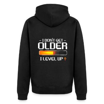 Ich werde nicht älter Ich steige auf Gaming-Geburtstag - Unisex Premium Bio Zip Hoodie - Schwarz - Hinten - Nico (187cm)