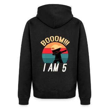 Dabbing Birthday Shirt 5 Years Old Birthday Outfit - Unisex Premium Organic Zip Hoodie - black - Back - Nico (187cm)