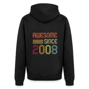 Genial seit 2008 14. Geburtstag retronovember - Unisex Premium Bio Zip Hoodie - Schwarz - Hinten - Nico (187cm)