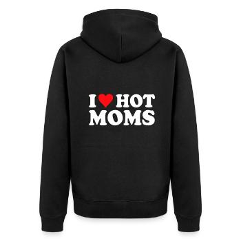 I Love Hot Moms Shirt I Heart Hot Moms Shirt Love - Unisex Premium Bio Zip Hoodie - Schwarz - Hinten - Nico (187cm)