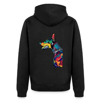 Doberman - Unisex Premium Organic Zip Hoodie - black - Back - Nico (187cm)