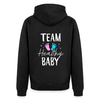 Drôle de révélation de genre Équipe Healthy Baby Party Suppli - Veste à capuche bio Premium Unisexe - noir - Dos - Nico (187cm)