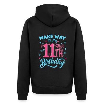 11. Geburtstag Prinzessin 11 Jahre alt Mädchen Prinzessin t - Unisex Premium Bio Zip Hoodie - Schwarz - Hinten - Nico (187cm)