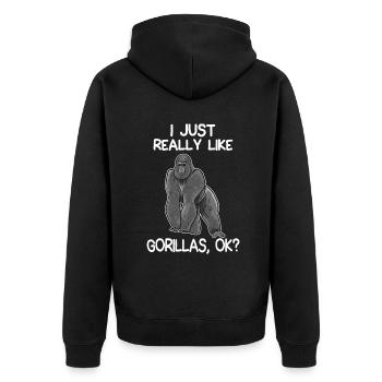 I Just Really Like Gorillas Funny Gorilla Lover - Unisex Premium Organic Zip Hoodie - black - Back - Nico (187cm)