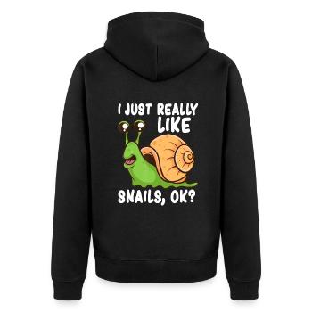 I Just Really Like Snails, Ok Funny Snail Lover Gi - Unisex Premium Organic Zip Hoodie - black - Back - Nico (187cm)