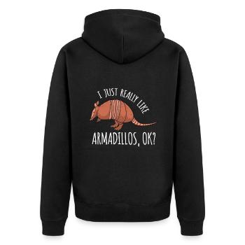 Drôle de tatou j’aime vraiment les tatous ok - Veste à capuche bio Premium Unisexe - noir - Dos - Nico (187cm)
