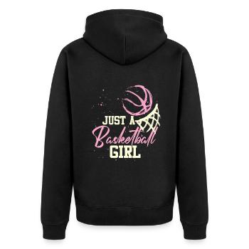 Basketteur Femmes Just A Basketball Girl Bas - Veste à capuche bio Premium Unisexe - noir - Dos - Nico (187cm)