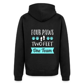 Hunde Agility Bekleidung Vier Pfoten Zwei Füße Team Hund Tr - Unisex Premium Bio Zip Hoodie - Schwarz - Hinten - Nico (187cm)