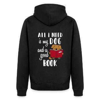 Tout ce dont j’ai besoin, c’est de mon chien et d’un bon livre - Funnyall i - Veste à capuche bio Premium Unisexe - noir - Dos - Nico (187cm)