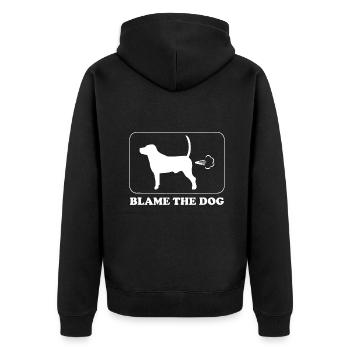 Blame the Dog - Funny Dog Fart - Dog Owner - Unisex Premium Organic Zip Hoodie - black - Back - Nico (187cm)