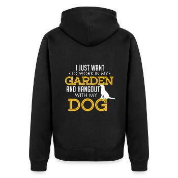 Travailler dans mon jardin et sortir avec mon chien Funny Pe - Veste à capuche bio Premium Unisexe - noir - Dos - Nico (187cm)