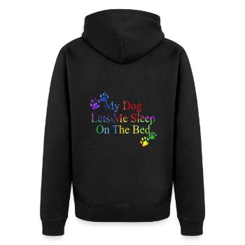 Mon chien me laisse dormir sur le lit | Cadeaux Amoureux des Chiens - Veste à capuche bio Premium Unisexe - noir - Dos - Nico (187cm)
