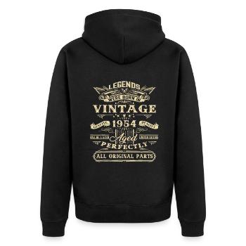 68th Birthday Gift For Legends Born 1954 68 Yrs Ol - Unisex Premium Organic Zip Hoodie - black - Back - Nico (187cm)