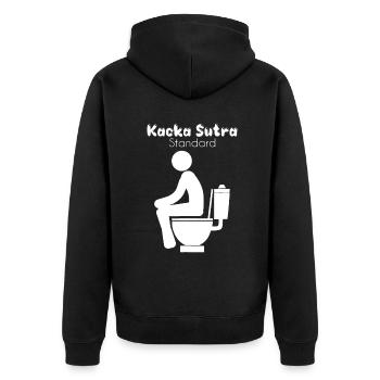 Kacka Sutra Standard Funny Toilet Humor Poop - Unisex Premium Bio Zip Hoodie - Schwarz - Hinten - Nico (187cm)