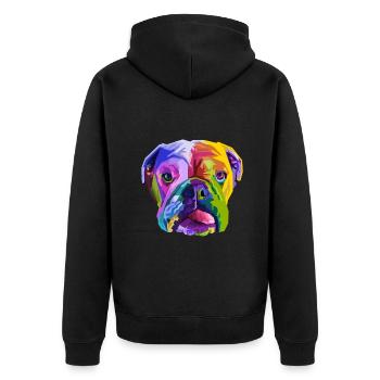 English British Bulldog Pop Art Portrait for Dog O - Unisex Premium Organic Zip Hoodie - black - Back - Nico (187cm)