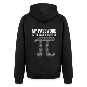 Mein Passwort sind die letzten 8 Ziffern von Pi - Unisex Premium Bio Zip Hoodie - Schwarz - Hinten - Nico (187cm)