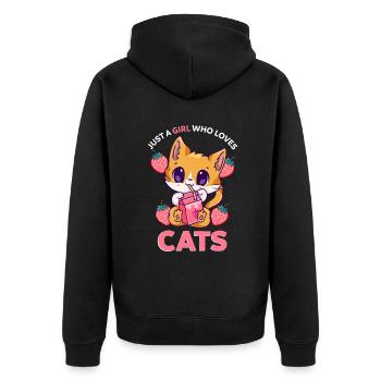 Juste une fille qui aime les chats Mama Mom Strawberry Mil - Veste à capuche bio Premium Unisexe - noir - Dos - Nico (187cm)