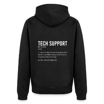 Lustiges Zitat Tech Support Definition Nerd Technicia - Unisex Premium Bio Zip Hoodie - Schwarz - Hinten - Nico (187cm)