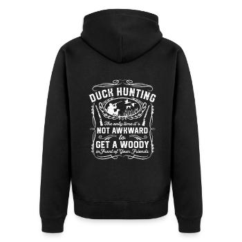 Lustige Entenjagd Vintage Woodie Hunter Friends G - Unisex Premium Bio Zip Hoodie - Schwarz - Hinten - Nico (187cm)