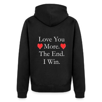 Ich liebe dich mehr Das Ende, an dem ich den lustigen Valentinstag gewinne - Unisex Premium Bio Zip Hoodie - Schwarz - Hinten - Nico (187cm)