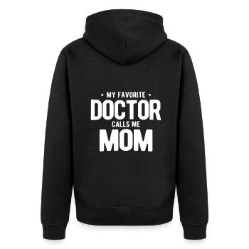 Femmes Mon médecin préféré m’appelle maman PhD - Veste à capuche bio Premium Unisexe - noir - Dos - Nico (187cm)