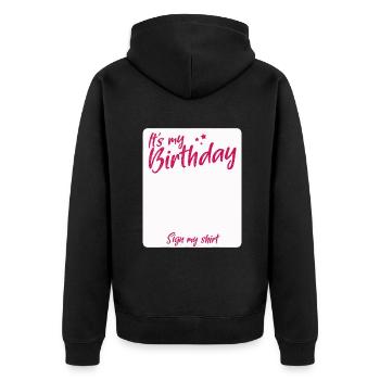 C’EST MON ANNIVERSAIRE SIGNER MA CHEMISE - Veste à capuche bio Premium Unisexe - noir - Dos - Nico (187cm)