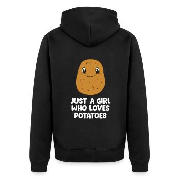 Nur ein Mädchen, das Kartoffeln liebtNational Tater Dayna - Unisex Premium Bio Zip Hoodie - Schwarz - Hinten - Nico (187cm)