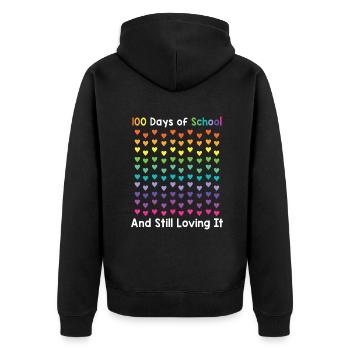 Süße 100 Tage Schule und immer noch lieben Herzen - Unisex Premium Bio Zip Hoodie - Schwarz - Hinten - Nico (187cm)