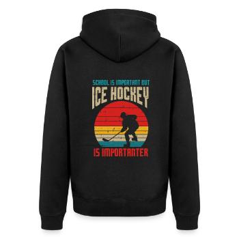 Schule Wichtig Eishockey Wichtiger Lustige Jungs - Unisex Premium Bio Zip Hoodie - Schwarz - Hinten - Nico (187cm)