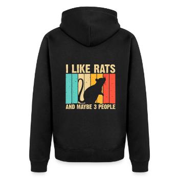 Lustige Ratte Design Ratte Liebhaber Männer Frauen Maus Nagetiere - Unisex Premium Bio Zip Hoodie - Schwarz - Hinten - Nico (187cm)