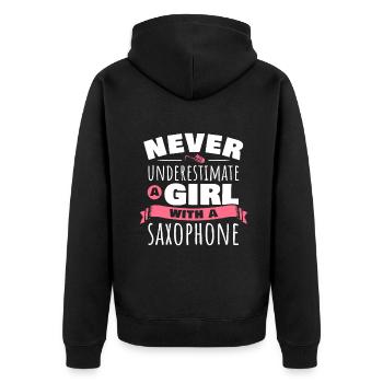 Saxophoniste Femme Saxophoniste Fille Saxopho - Veste à capuche bio Premium Unisexe - noir - Dos - Nico (187cm)