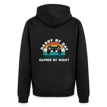Daddy by Day Gamer By Night - Game Lover New Fathe - Unisex Premium Organic Zip Hoodie - black - Back - Nico (187cm)
