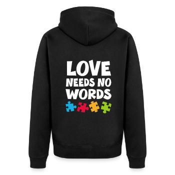 Chemise d’enseignant de sensibilisation à l’autisme L’amour n’a pas besoin de motsa - Veste à capuche bio Premium Unisexe - noir - Dos - Nico (187cm)