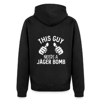 Dieser Typ braucht eine Jager-Bombe Lustige Alkohol-Spirituosen - Unisex Premium Bio Zip Hoodie - Schwarz - Hinten - Nico (187cm)
