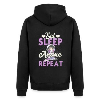 Eat Sleep Anime Repeat Japanese Manga Lover Cospla - Unisex Premium Organic Zip Hoodie - black - Back - Nico (187cm)