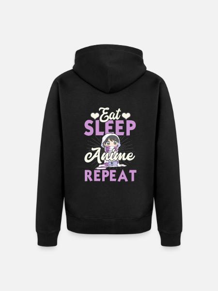 Eat Sleep Anime Repeat Japanese Manga Lover Cospla - Unisex Premium Organic Zip Hoodie - black