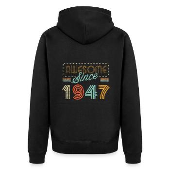 Awesome Since 1947 Geburtsjahr Birthdayretro dis - Unisex Premium Bio Zip Hoodie - Schwarz - Hinten - Nico (187cm)