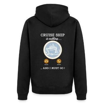 Das Kreuzfahrtschiff ruft und ich muss auf eine Tee-Kreuzfahrt gehen - Unisex Premium Bio Zip Hoodie - Schwarz - Hinten - Nico (187cm)