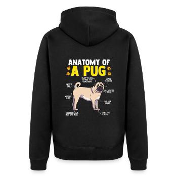 Anatomie eines Mops Hund Lustiger Hund Liebhaber Giftkawaii pu - Unisex Premium Bio Zip Hoodie - Schwarz - Hinten - Nico (187cm)