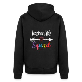 Teacher Aide Squad Funny Back To School Teacher su - Unisex Premium Organic Zip Hoodie - black - Back - Nico (187cm)