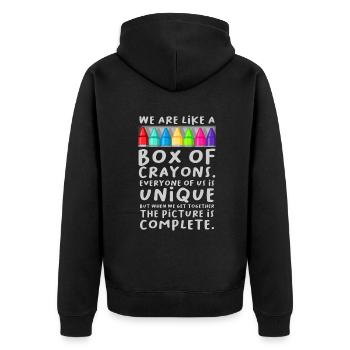 Professeur de retour à l’école, nous sommes comme une boîte de crayons - Veste à capuche bio Premium Unisexe - noir - Dos - Nico (187cm)