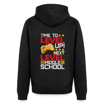 Zeit, um den Abschluss von Mittelschul-Videospielern zu verbessern - Unisex Premium Bio Zip Hoodie - Schwarz - Hinten - Nico (187cm)