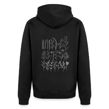 Cottagecore Aesthetic Flowers Botanic Floral Line - Unisex Premium Organic Zip Hoodie - black - Back - Nico (187cm)