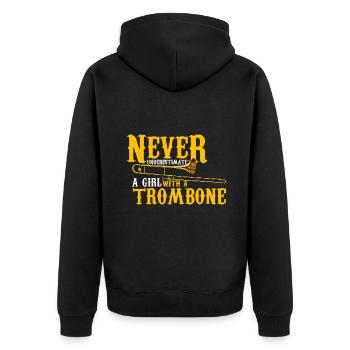 Pièce de citation drôle Ne sous-estimez jamais une fille avec un - Veste à capuche bio Premium Unisexe - noir - Dos - Nico (187cm)