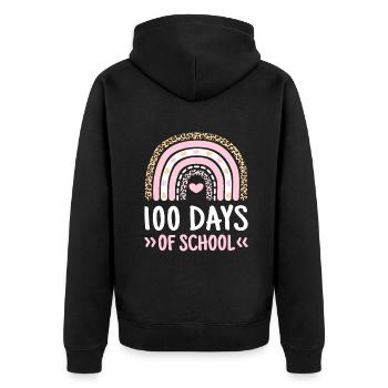 Cute 100th Day Of School 100 Days Leopard Rainbowf - Unisex Premium Organic Zip Hoodie - black - Back - Nico (187cm)