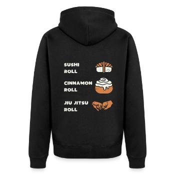 Sushi Zimt Jiu Jitsu Rolle Lustig BJJ Sports Foo - Unisex Premium Bio Zip Hoodie - Schwarz - Hinten - Nico (187cm)